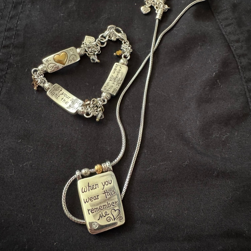 Brighton Silver and Gold Charm Bracelet and Necklace Set